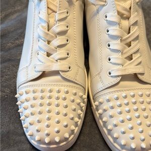Christian Louboutin Cream Spiked Sneakers